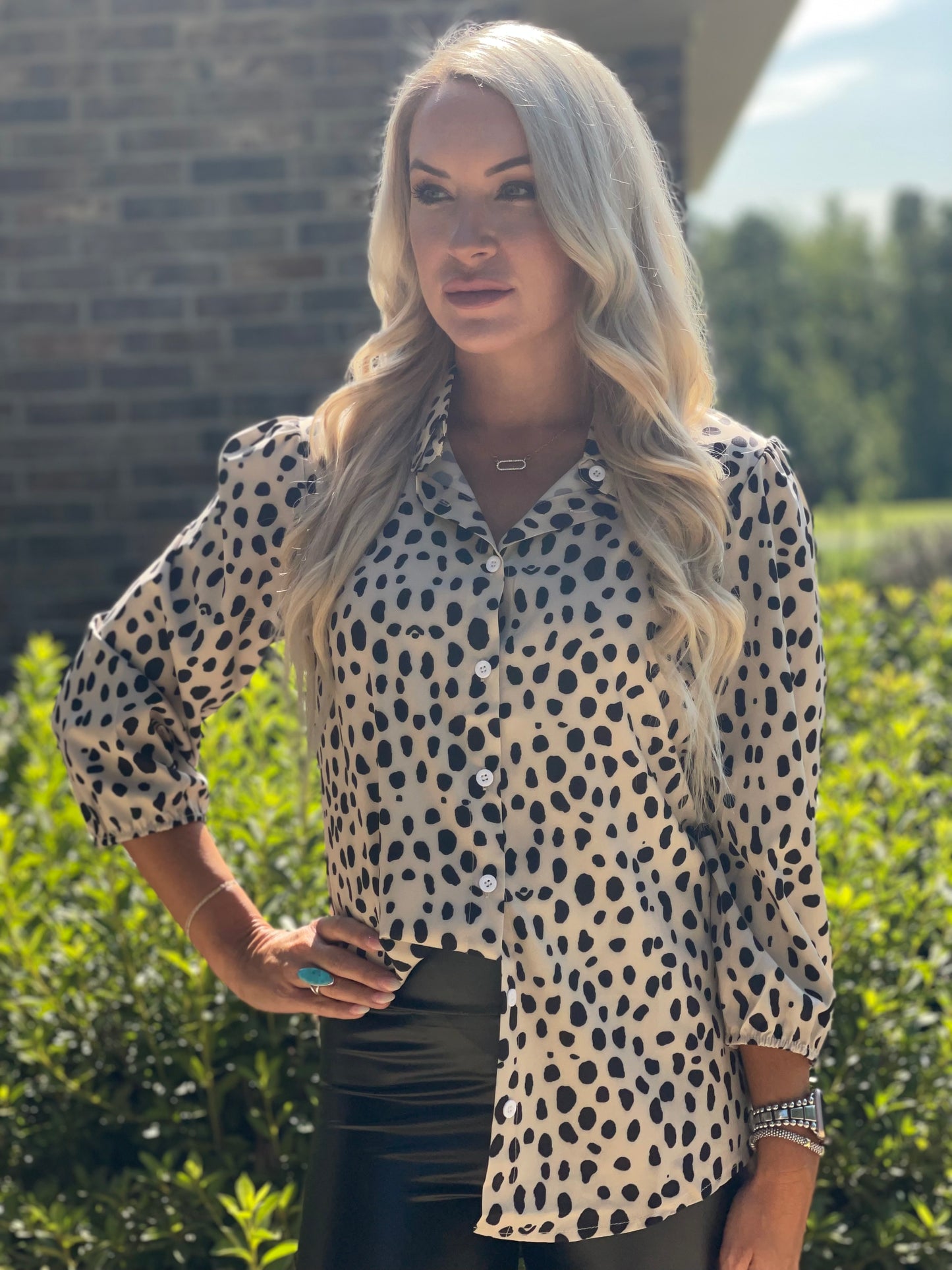 Leopard Print Button Down Top