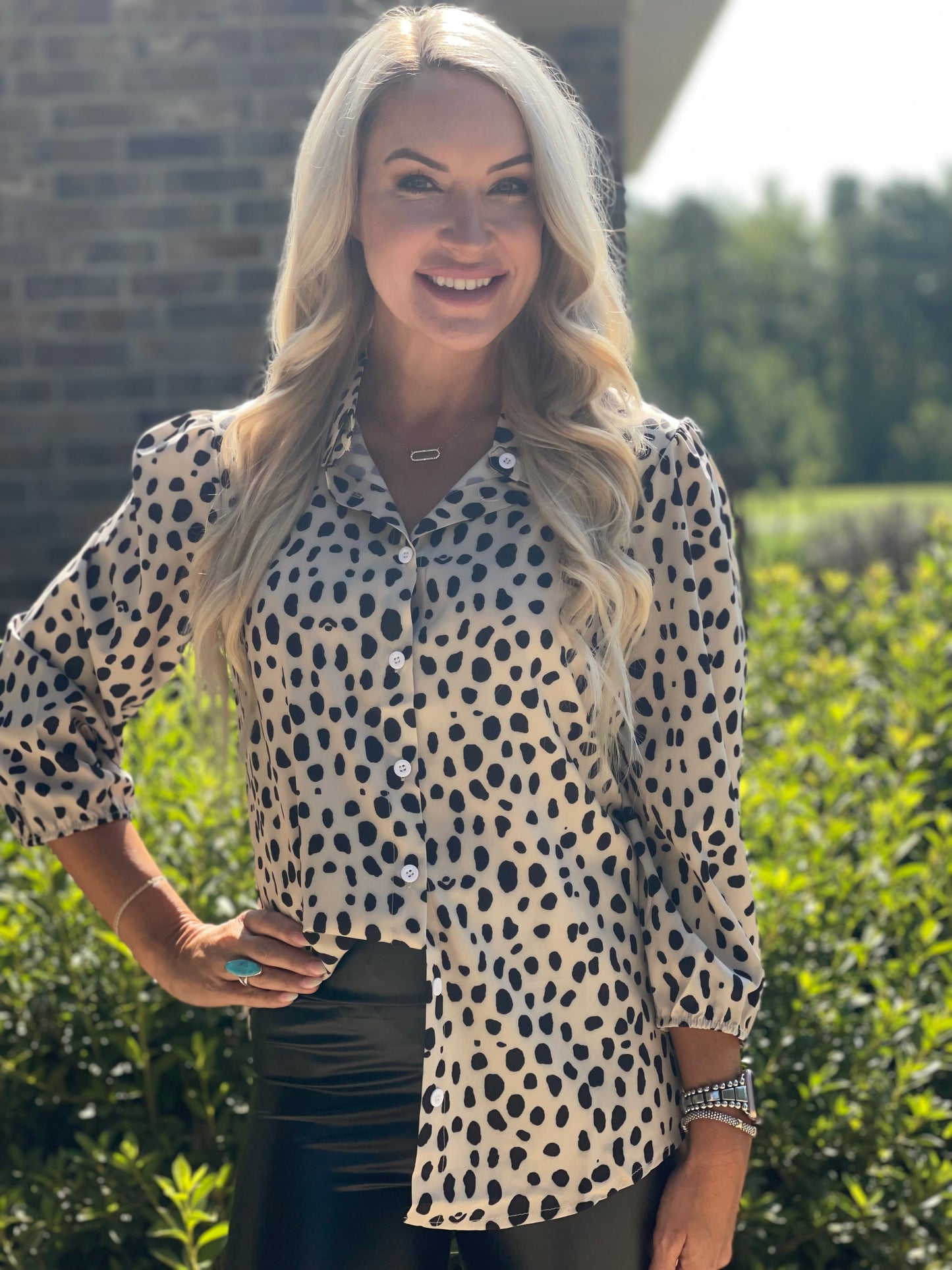 Leopard Print Button Down Top