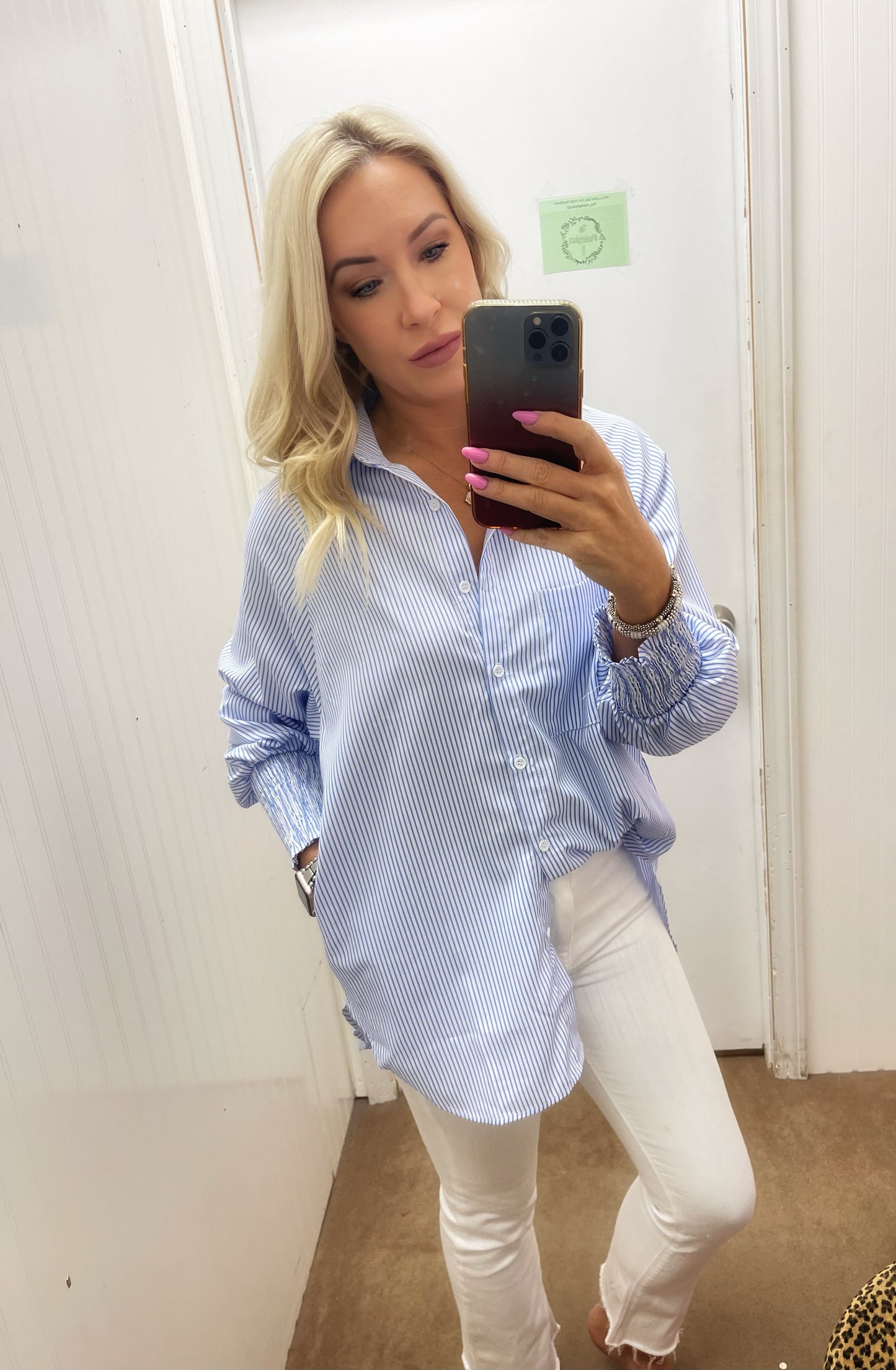 Ice Blue Boyfriend Button Down Shirt